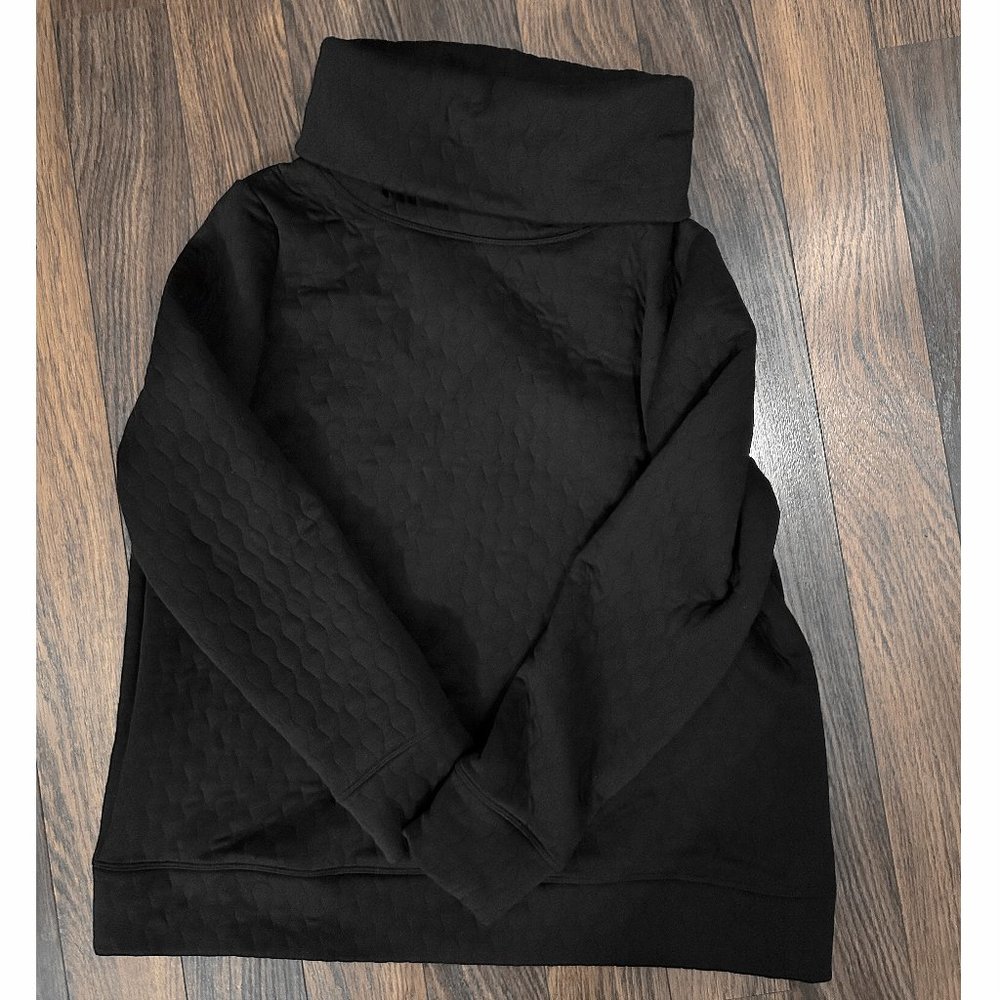 Women's Quilted Sweat Shirt Pullover with Mock Neck